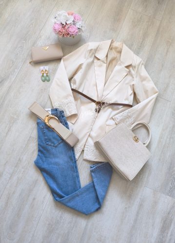 Csipke blézer-Fehér