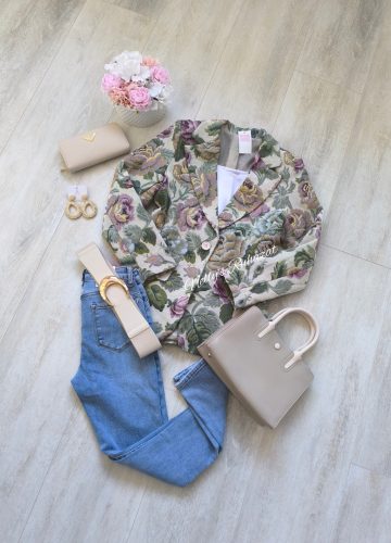 Mintás Virágos Blézer