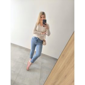 Basic csavart kötött felső-Bézs