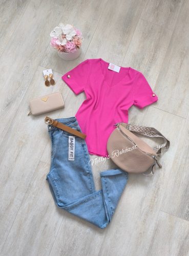 Felső V nyakú-Pink