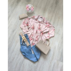 Virágos ing-Rózsaszín