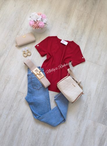 Felső V nyakú-Piros