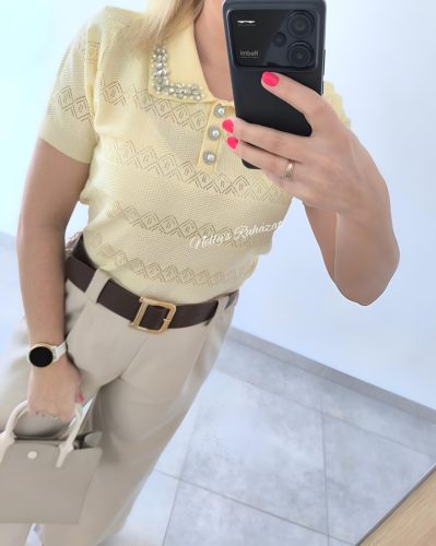 Rövidujjú felső kövekkel-Sárga