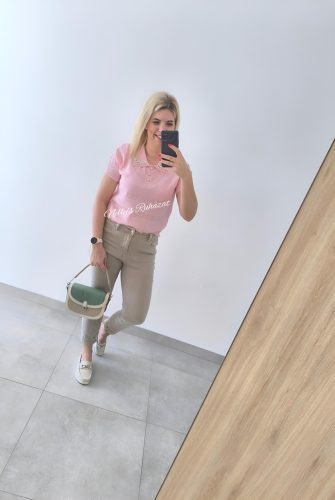 Rövidujjú felső kövekkel-Rózsaszín