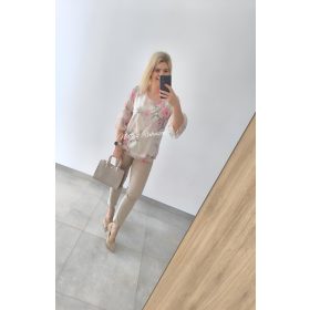 Virágos tavaszi felső 3/4 ujjú- Rózsaszín 