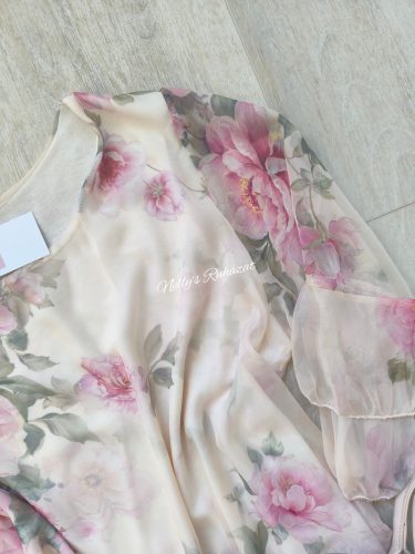 Virágos tavaszi felső 3/4 ujjú- Rózsaszín 