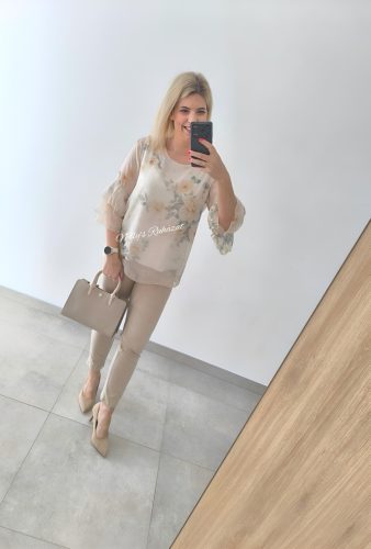 Virágos tavaszi felső 3/4 ujjú- Sárga