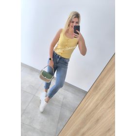 Ujjatlan gombos felső- Sárga