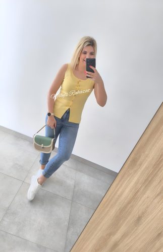 Ujjatlan gombos felső- Sárga