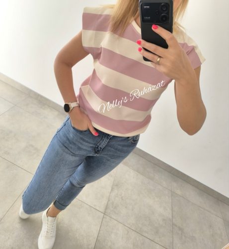 Csíkos póló-Rózsaszín