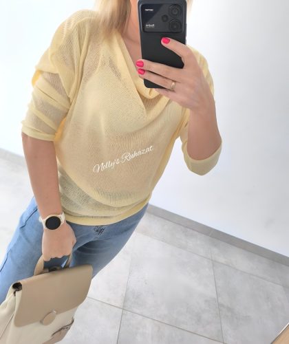 Ejtett nyakú felső-Citromsárga