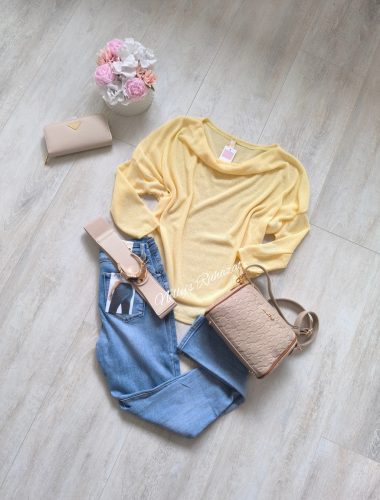 Ejtett nyakú felső-Citromsárga