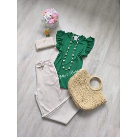 Fodros rövid ujjú-Zöld