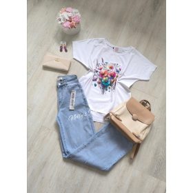 Pamut póló virágos-Nagy méret