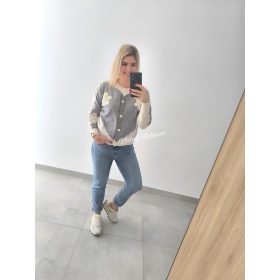 Pulóver-Szürke virágos